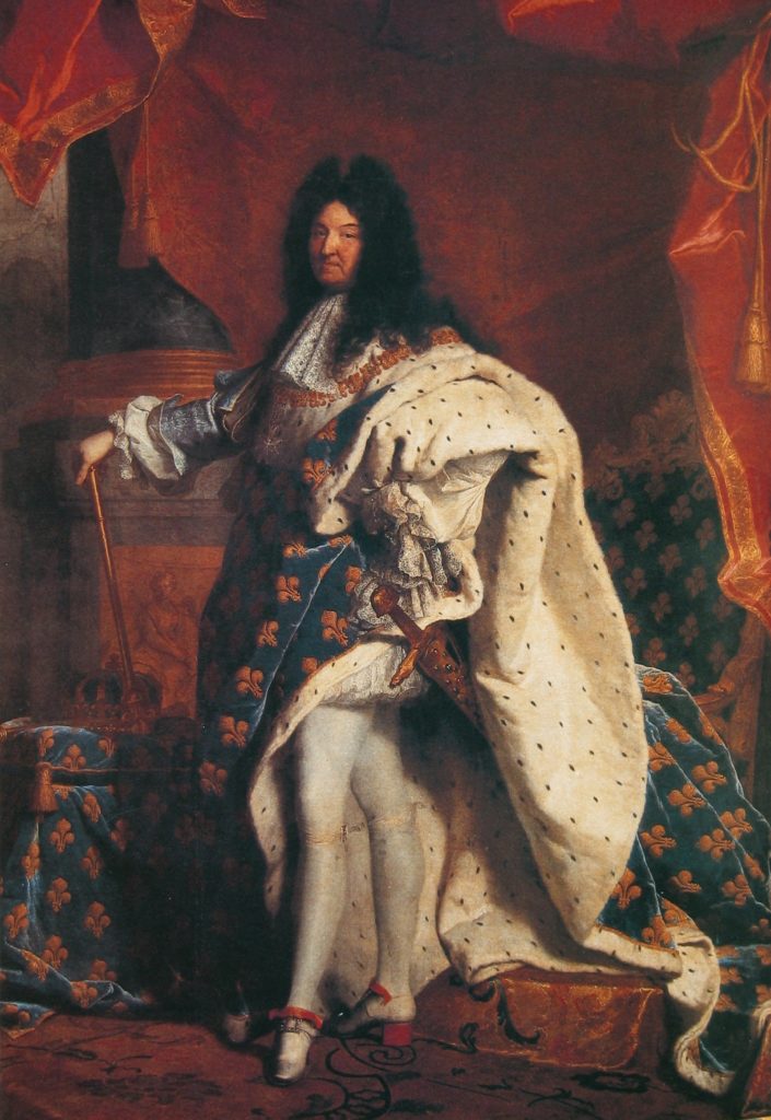 Louis XIV en costume de sacre, portrait par Hyacinthe Rigaud, 1701.
