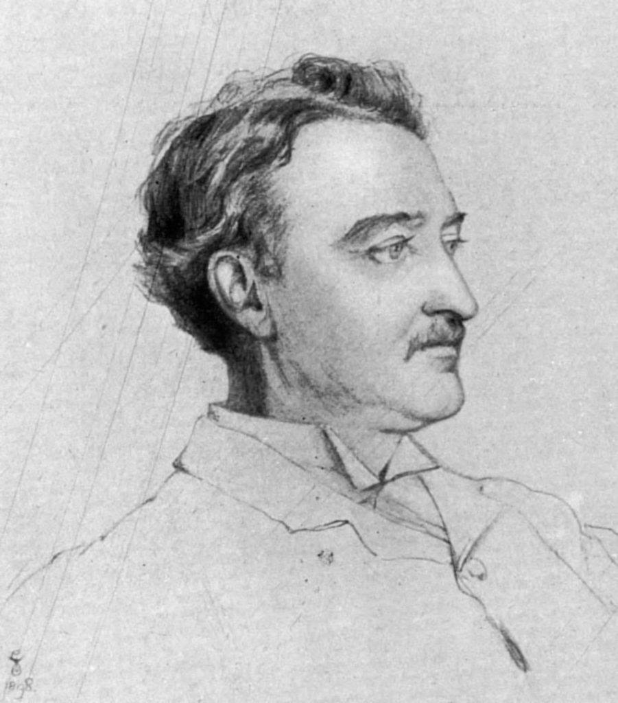 Cecil Rhodes de profil, dessin de Violet Manners, 1898.